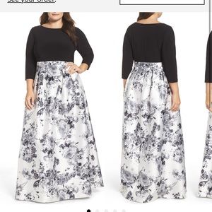 Adrianna Papell Jersey & Mikado Ballgown Plus Size 18W